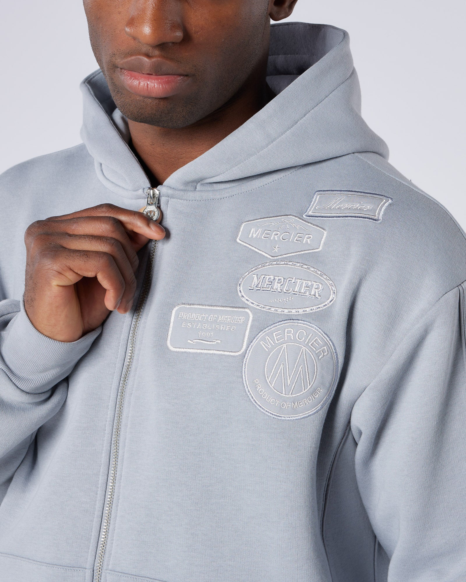 New Wave OG Badge Zip Hoodie Grey - Image 3