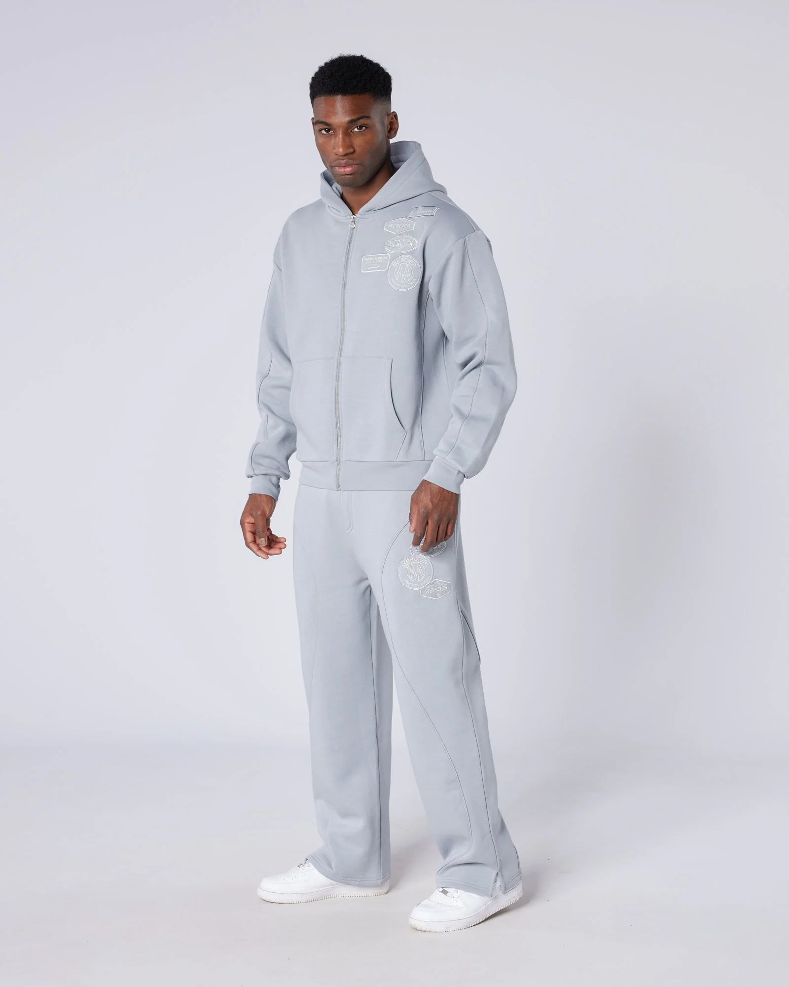 New Wave OG Badge Zip Hoodie Grey - Image 5