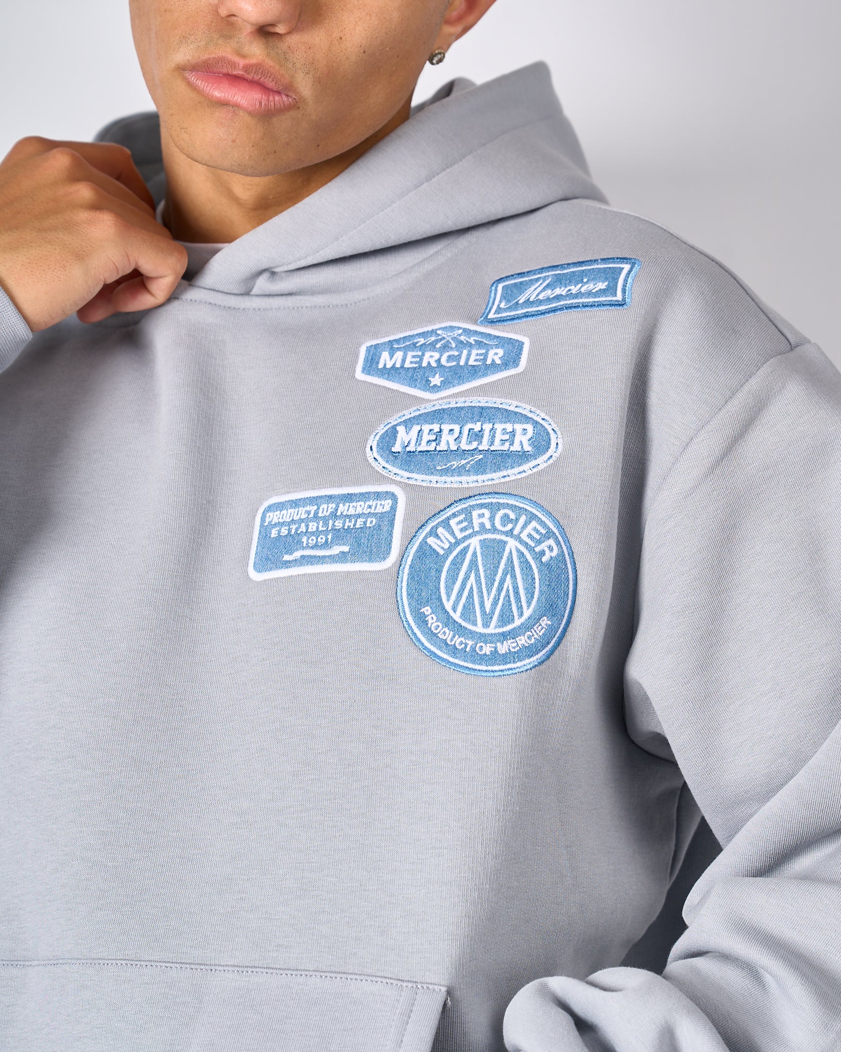 Smoke Grey Denim OG Badge Hoodie - Image 4
