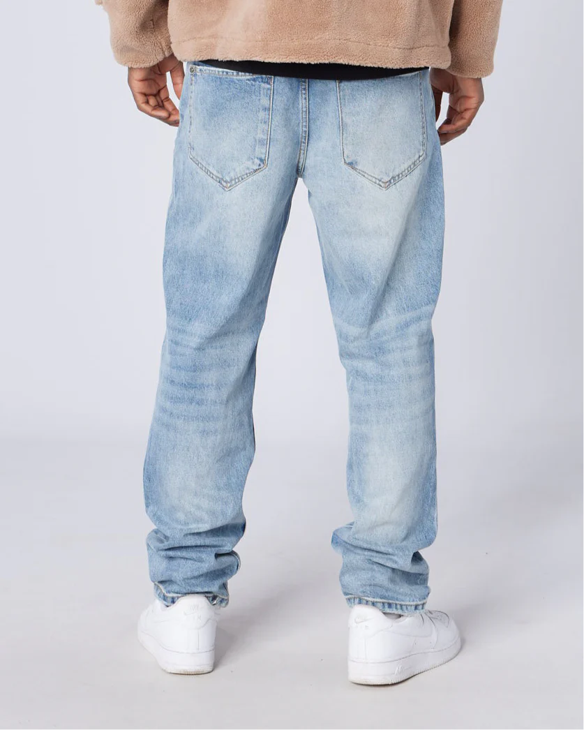 Tapered Washed Denim Jeans - Image 4