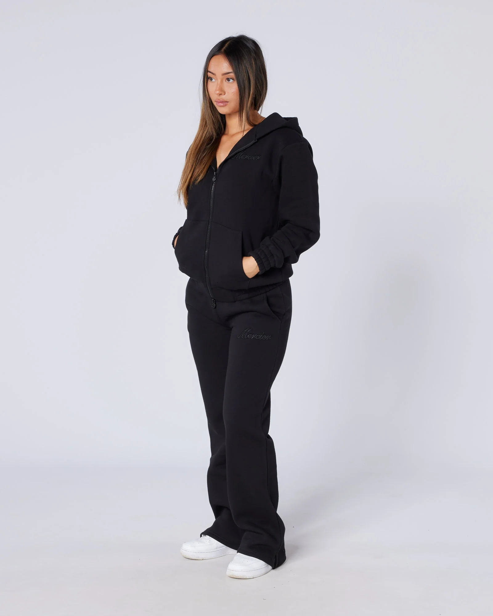 Womens Authenticity Zip Hoodie Black - Image 5