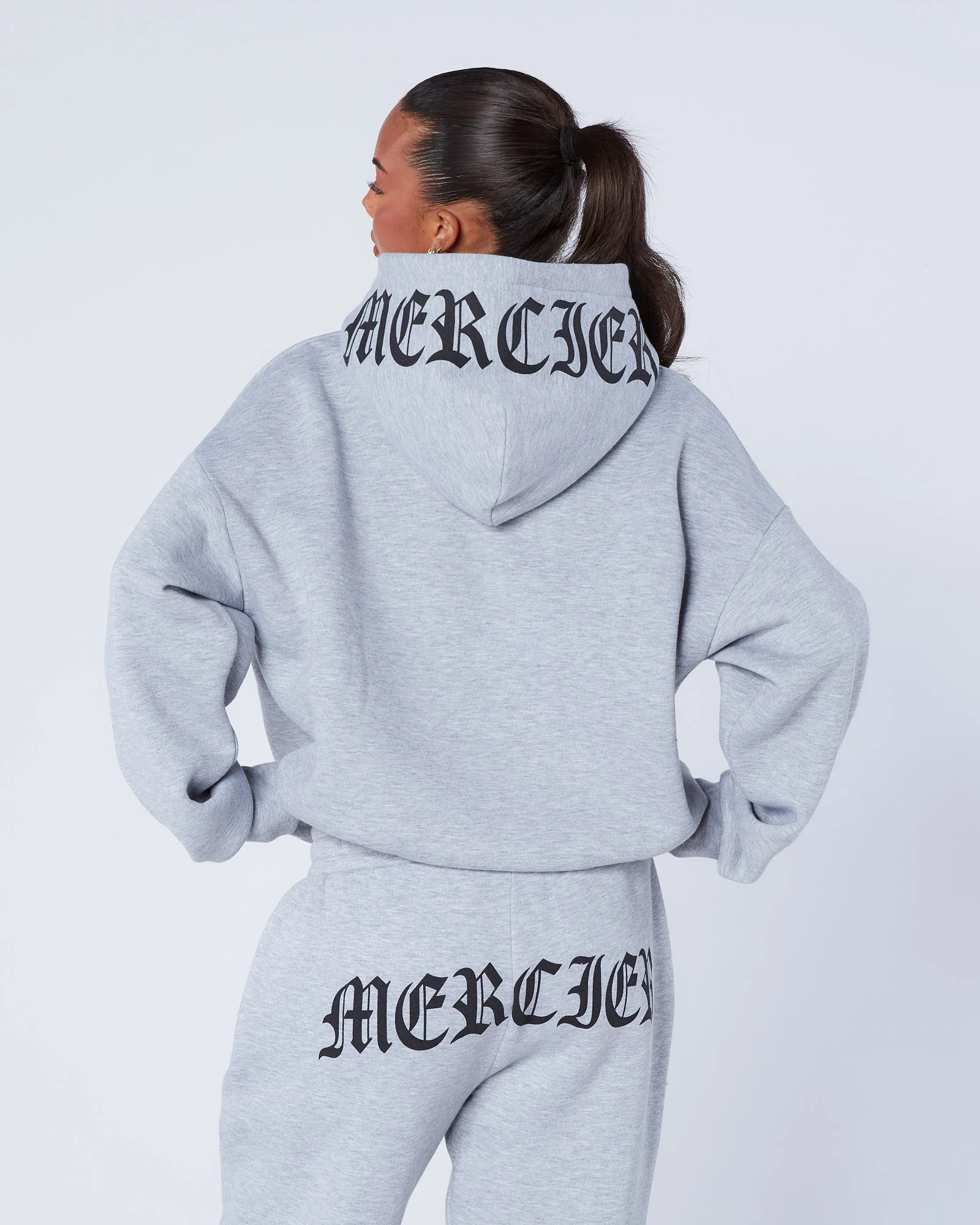 Womens Gothic Zip Hoodie Grey - Image 3