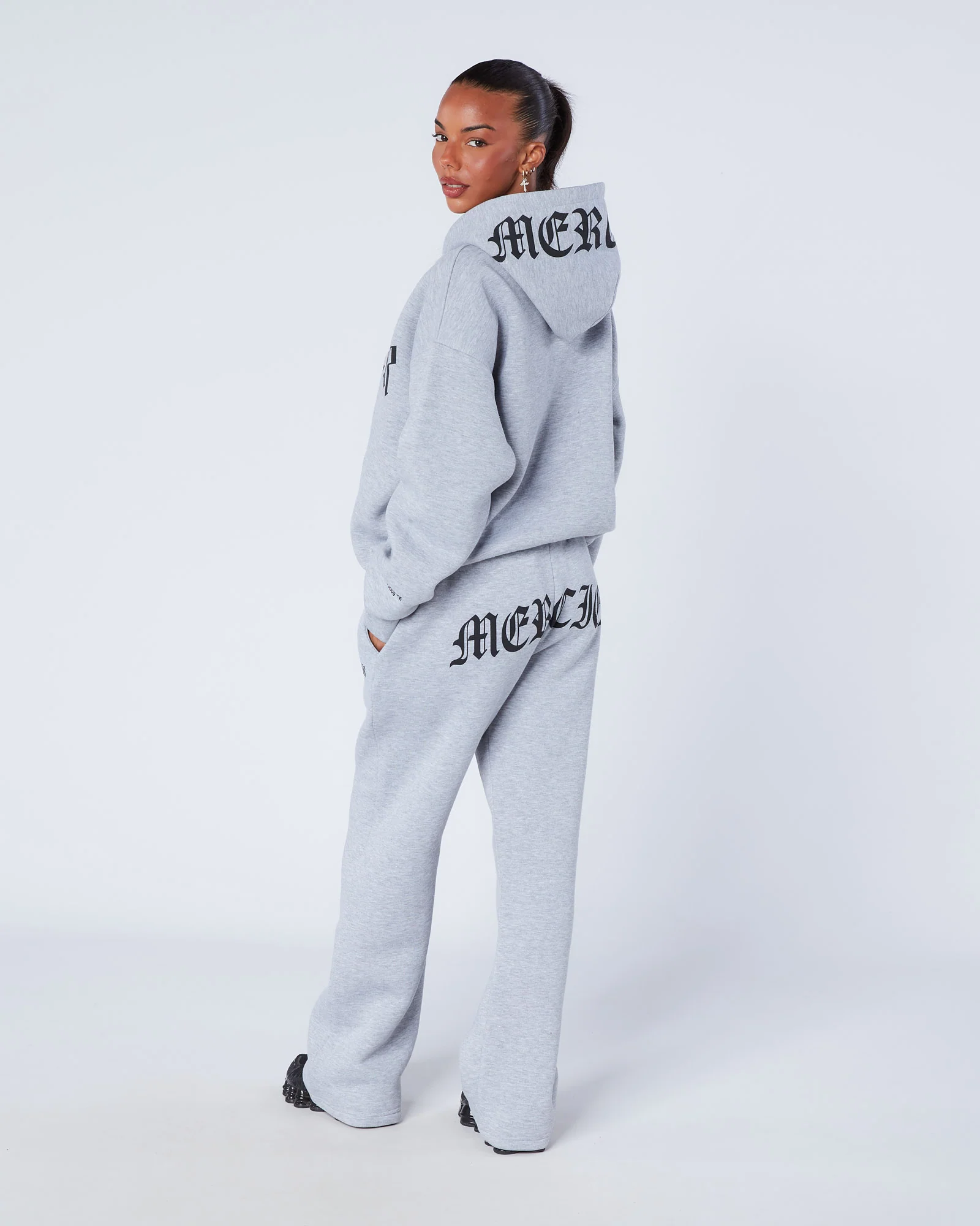 Womens Gothic Zip Hoodie Grey - Image 6