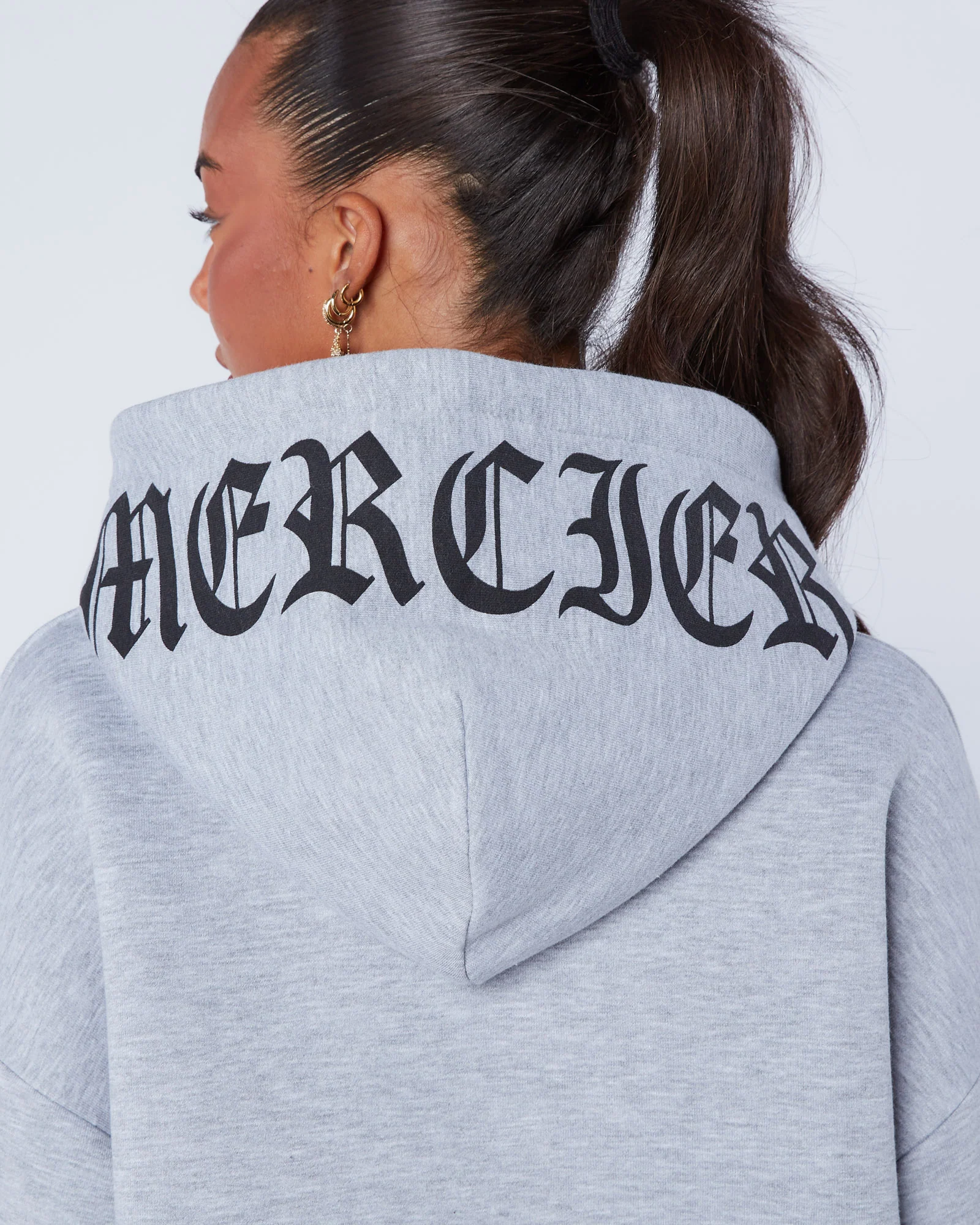 Womens Gothic Zip Hoodie Grey - Image 8