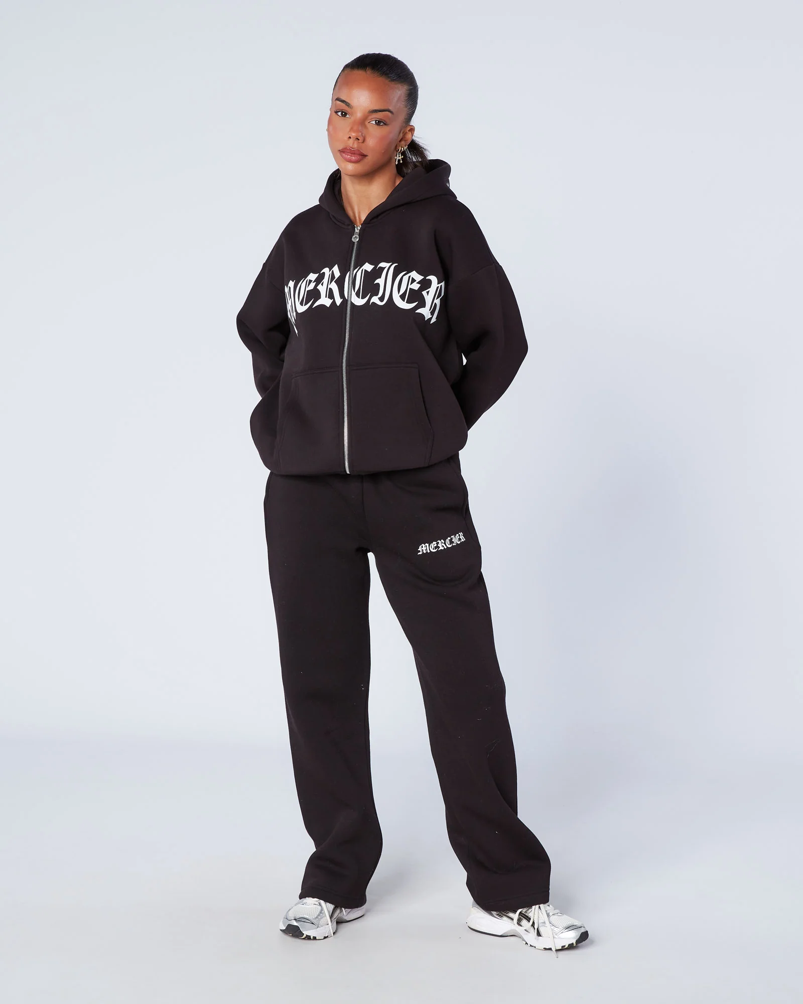 Womens Gothic Zip Hoodie Black - Image 3