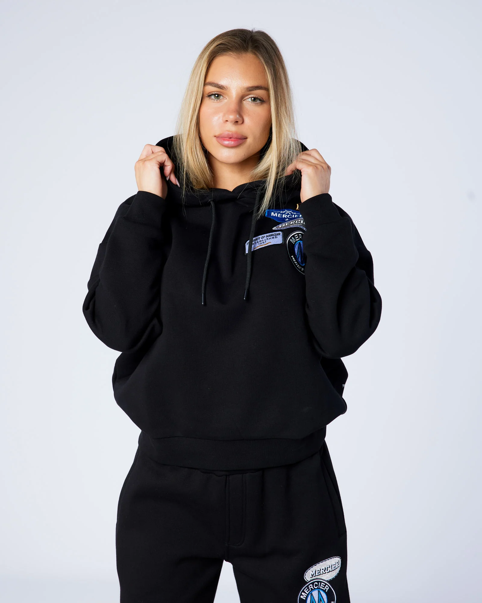Womens Mercier OG Badge Hoodie Black - Image 3