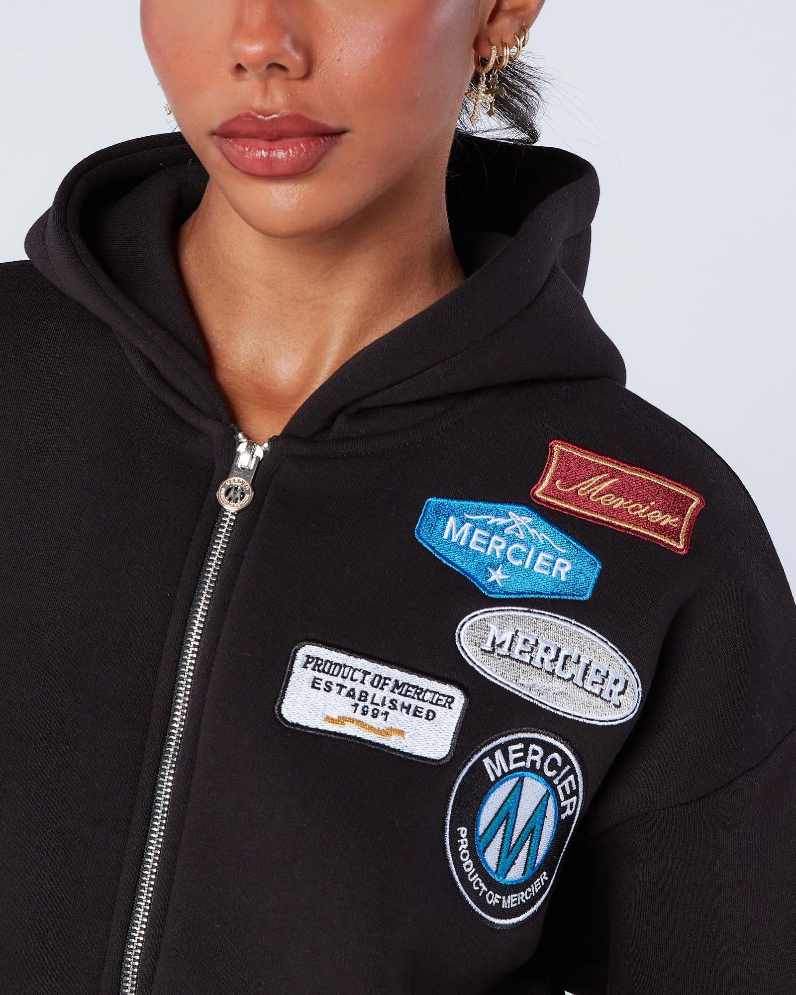 Womens OG Zip Hoodie Black - Image 4