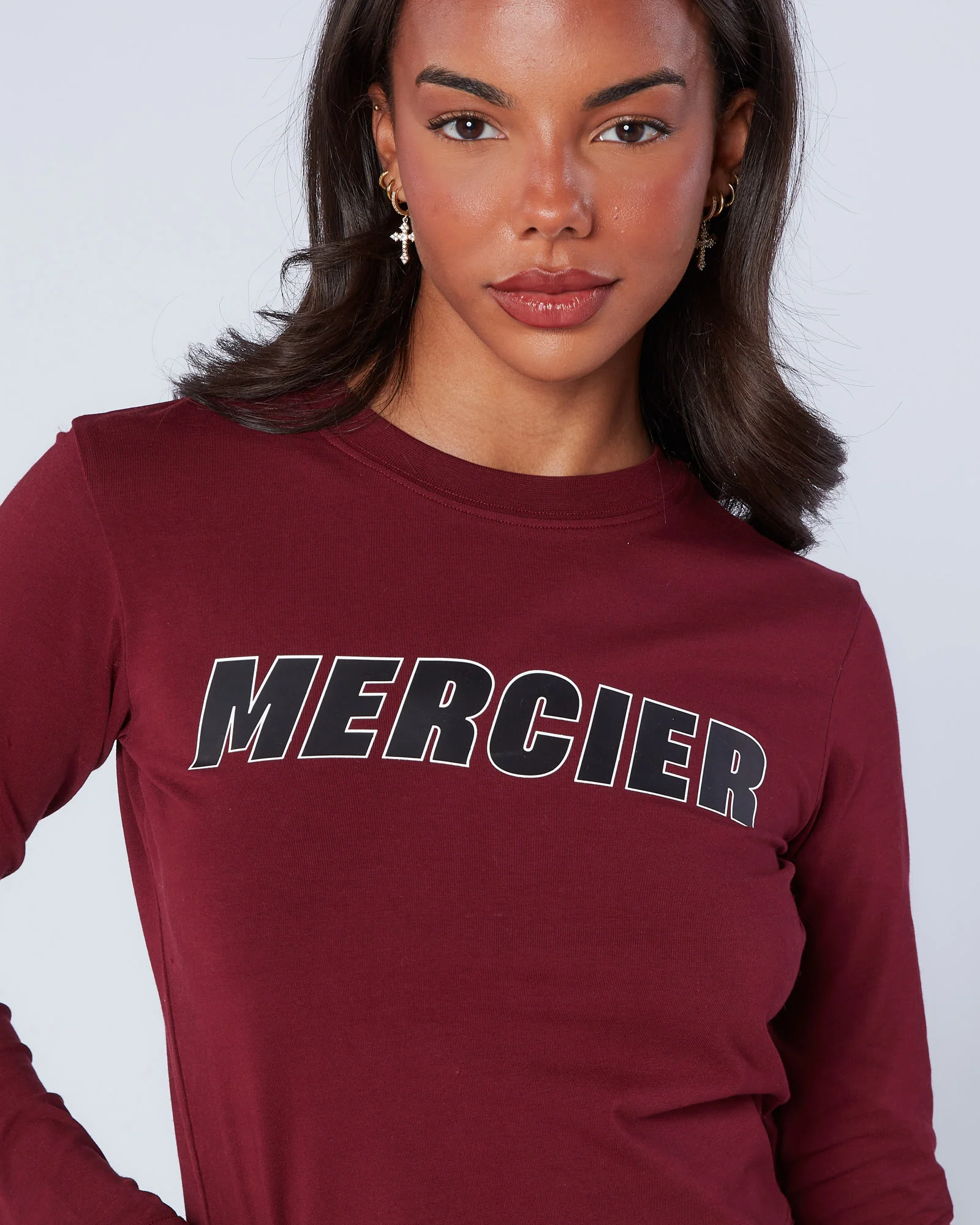Womens Player LS Tee Maroon - Image 4