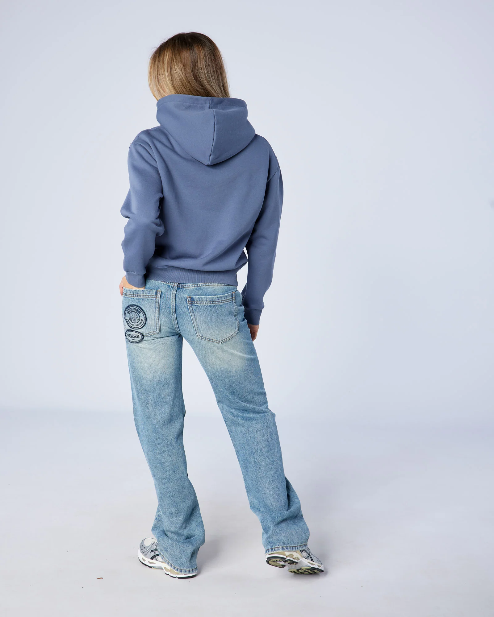Womens Raw Edge Denim Hoodie - Image 3