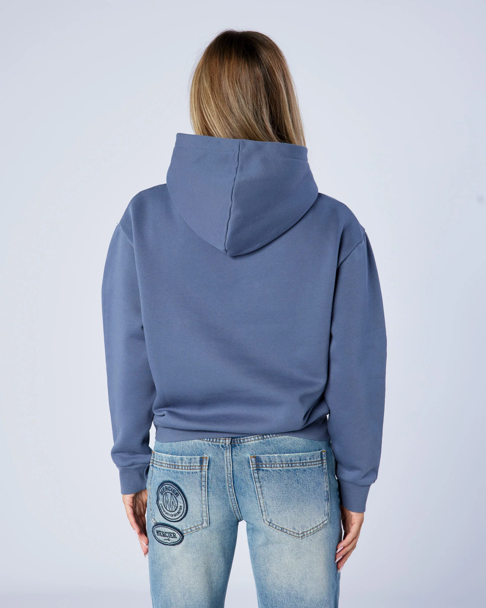 Womens Raw Edge Denim Hoodie - Image 5