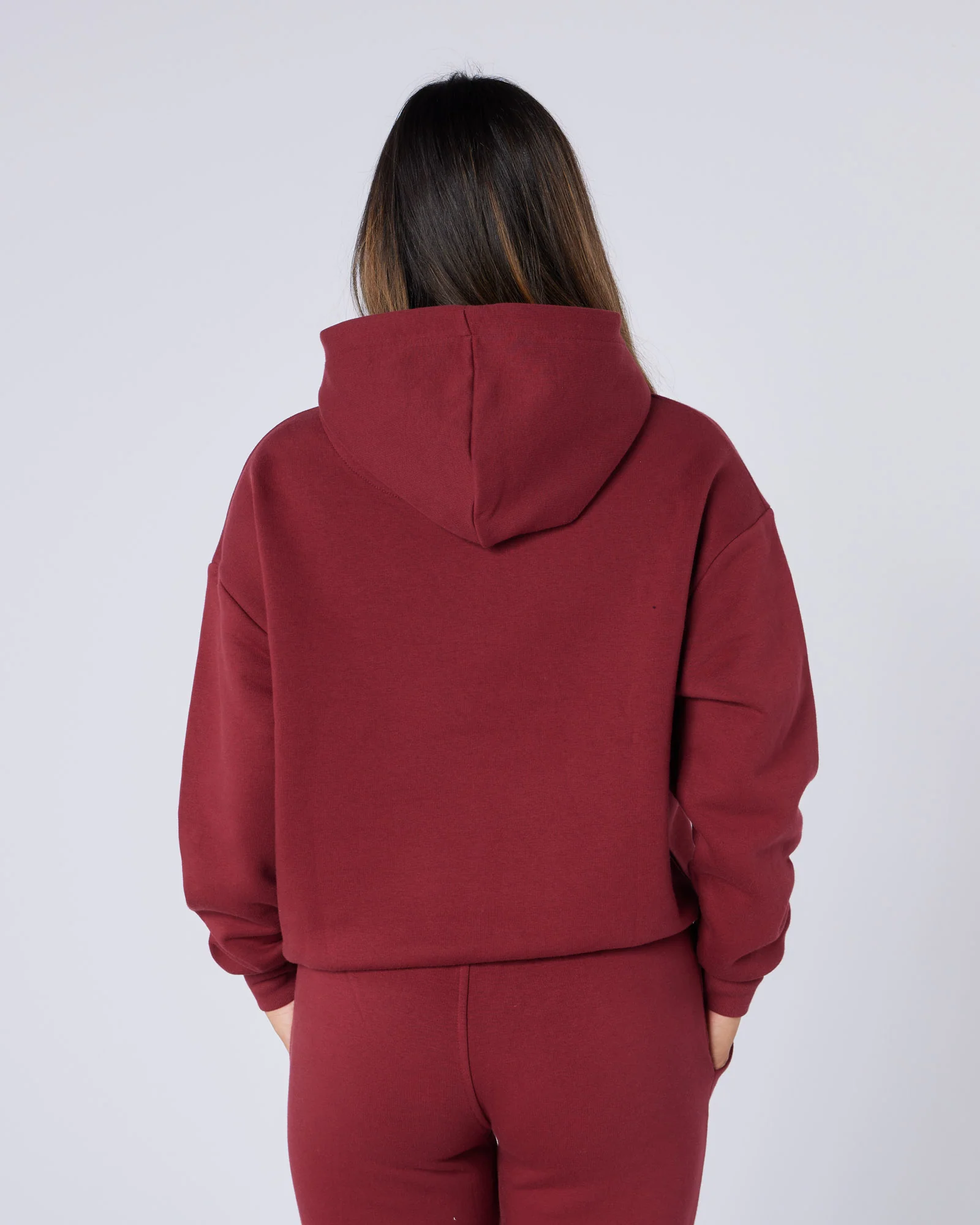 Womens Relaxed OG Badge Hoodie Cabernet - Image 5