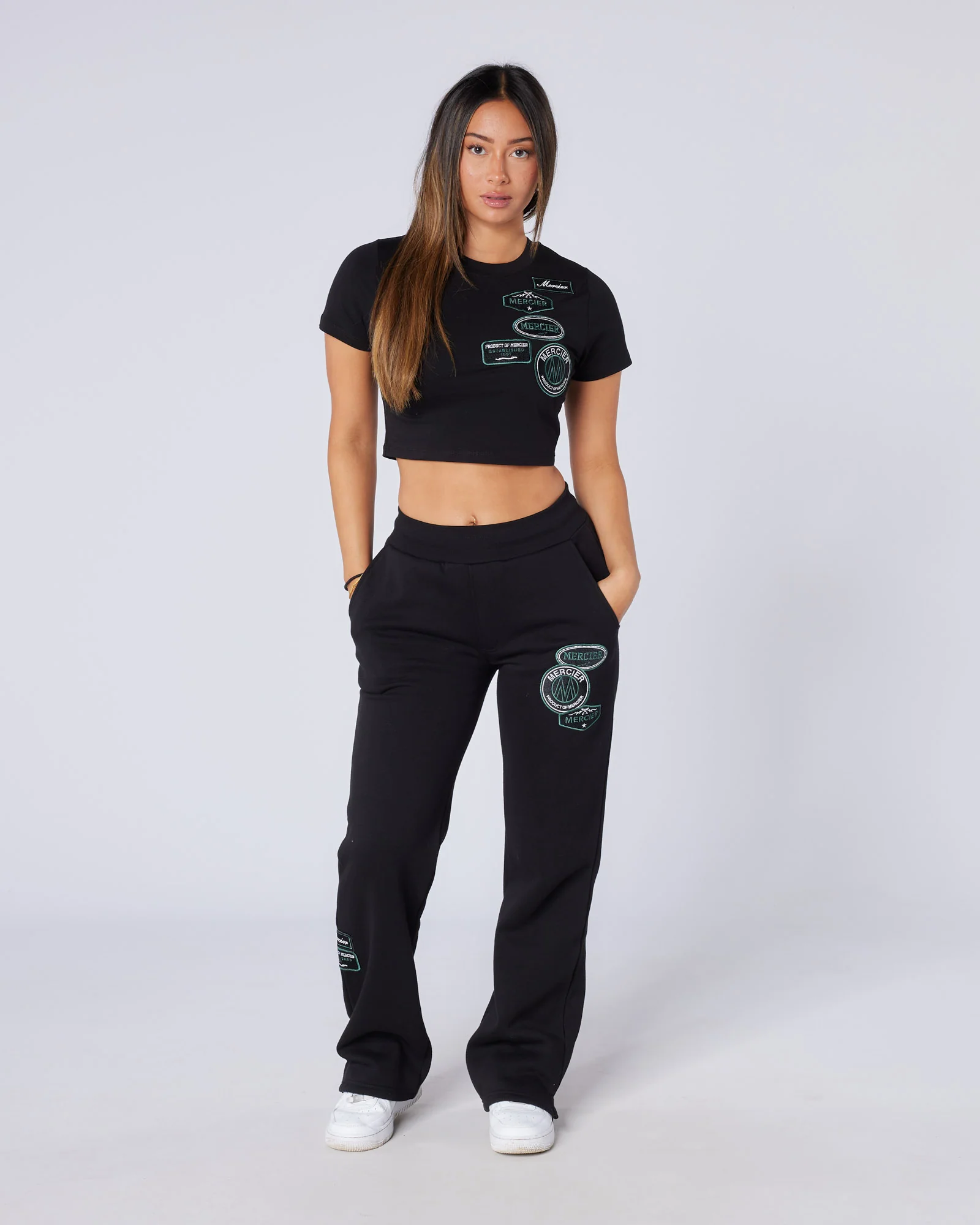 Womens Two Tone Baby Tee Black - Image 3